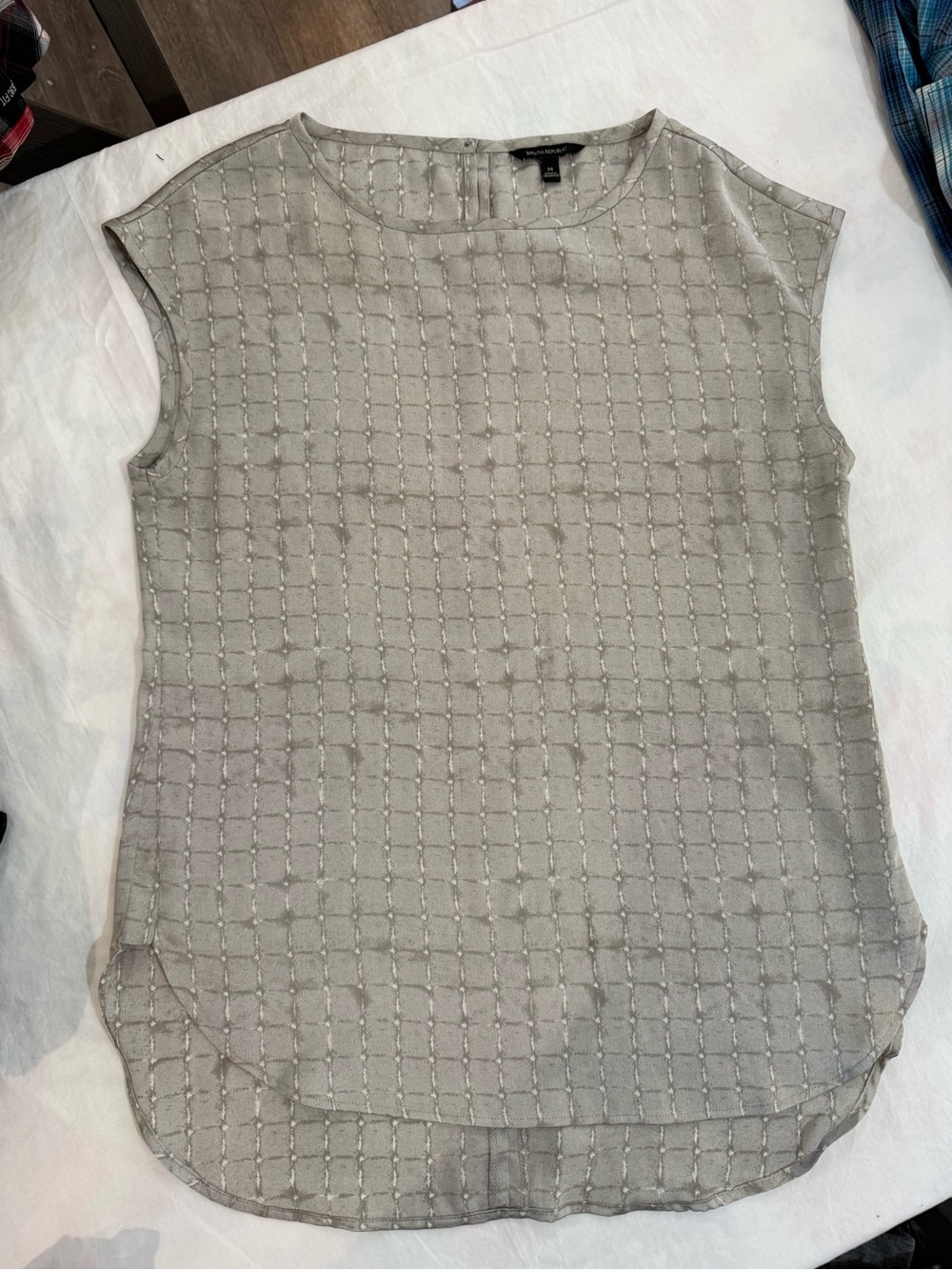 Banana Republic Light Gray Beaded Cap-Sleeve Top